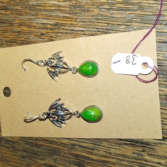 New Dragon 💚 Turquoise Earrings in Sterling Silver - Picture 5 of 5